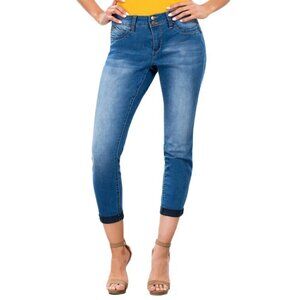 ROYALTY Women's Wanna Betta Butt Two-Button Cuffed Anklet Stretch Jeans Sz 10